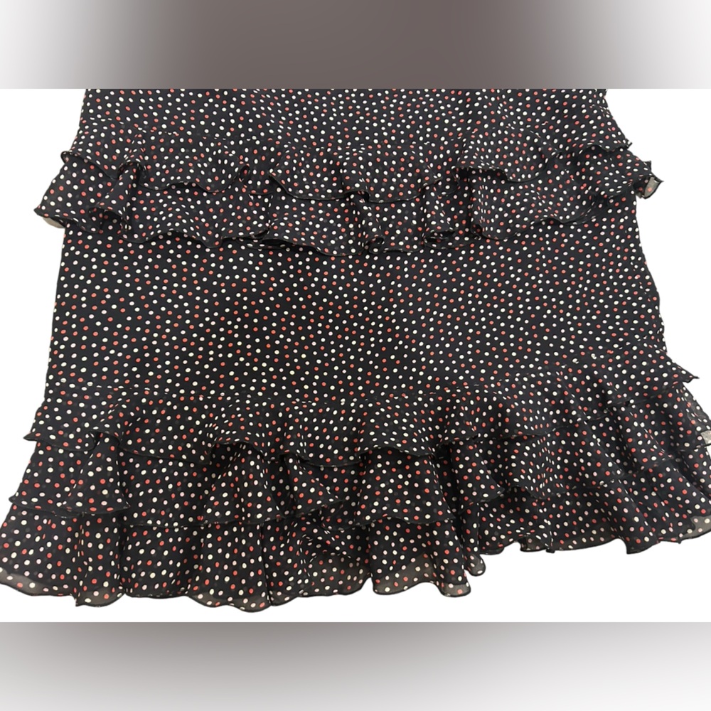 Y2K Escada for Neiman Marcus Skirt Ruffle Polkadot 100% Silk - Picture 3 of 4
